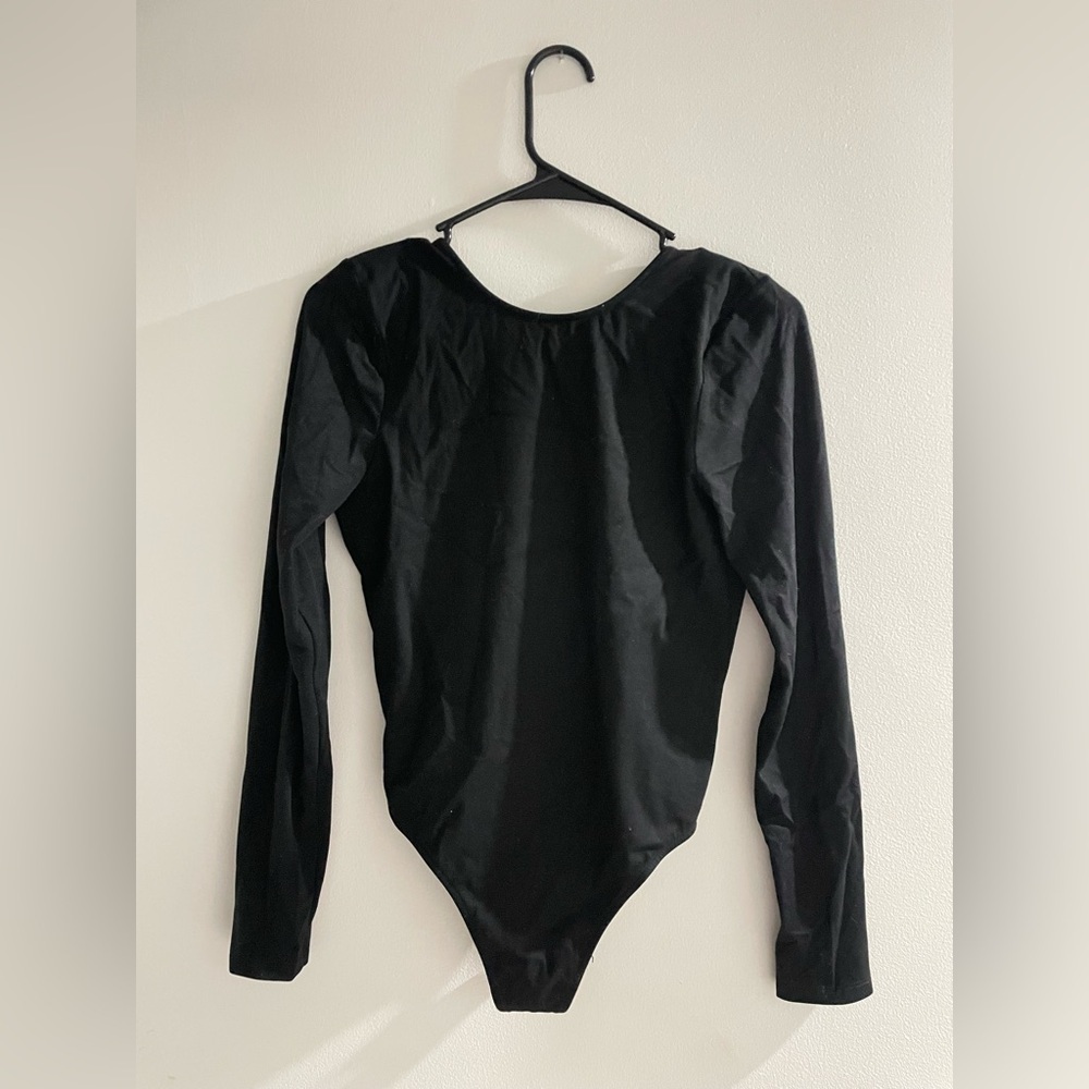 Victoria Secret Sport Black Long Sleeve Open Back Bodysuit